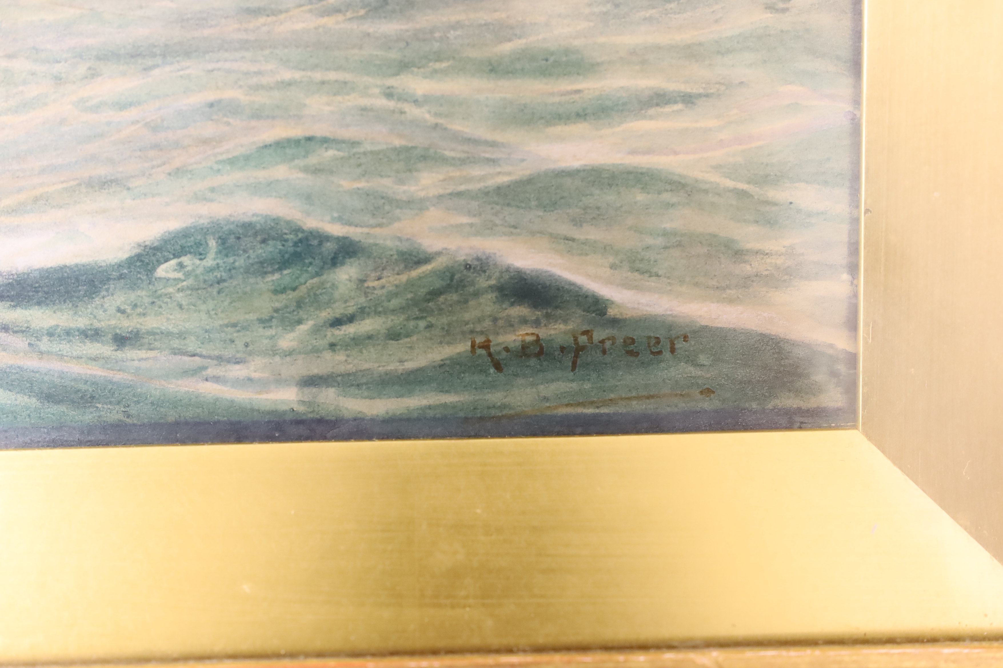 Henry Branston Freer (fl.1870-1900), heightened watercolour, 'The North Sea', signed, details verso, 33 x 22cm
